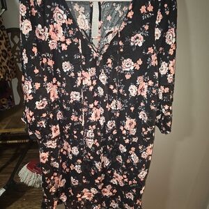 Floral Black and Pink Dress
